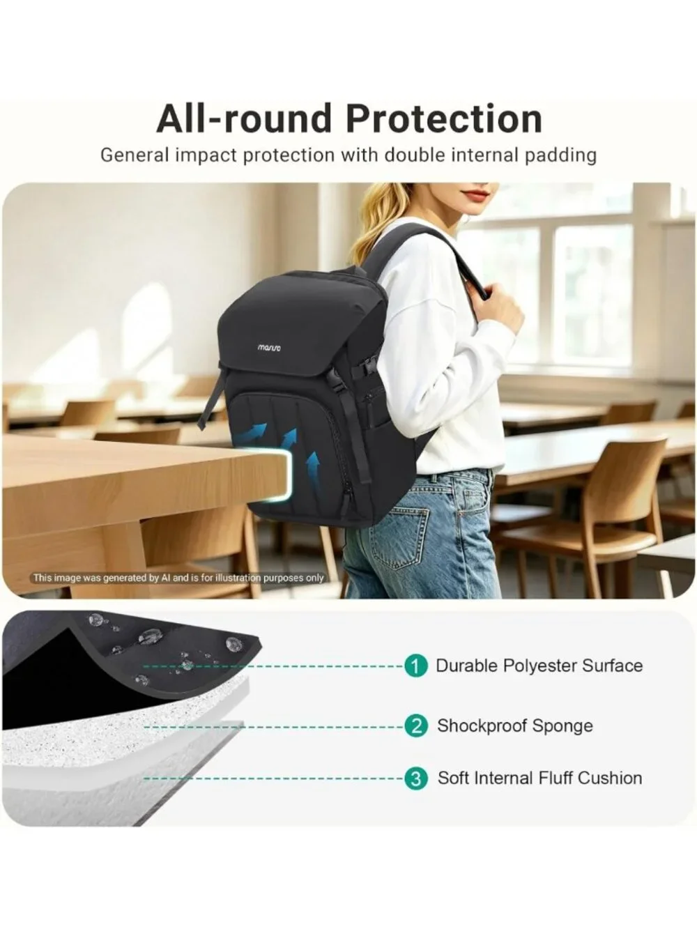Versatile DSLR/Mirrorless Camera Backpack with Laptop Compartment & Rain Cover